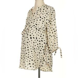 🛍️NWOT Full Moon 2X Maternity Blouse with Tie Sleeves - Black and Cream